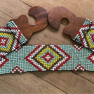 Turquoise Boho/Aztec Beaded Stretch Belt.